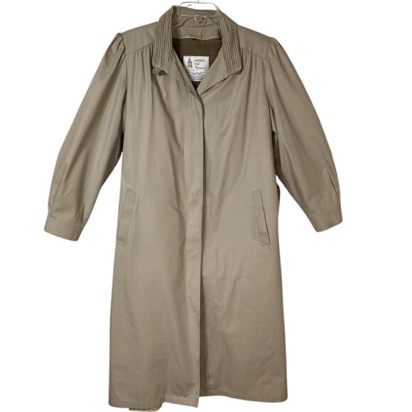 Vintage London Fog Maincoats Beige Belted Trench‎ Coat Women's Size 18.5 - Picture 1 of 10